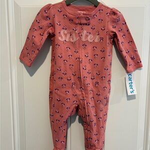 Carter's Pink Floral Little Sister Footie Size 6 months NWT